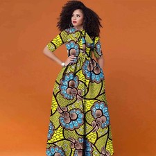 African Dresses for Women High Waist Maxi Dress Ankara Print Party Dress 2425033