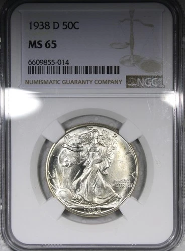 1938-D Walking Liberty Half Dollar NGC MS65 Gem Quality Coin