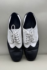 Black White Leather Ballroom Dance Shoes Men s US 11.5 Suede Sole Wingtip