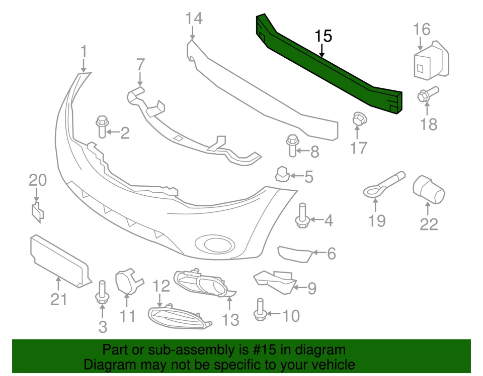 Nissan Murano 2009-2014 genuino - barra de impacto 62030-1AA0A Foto 2 de 2