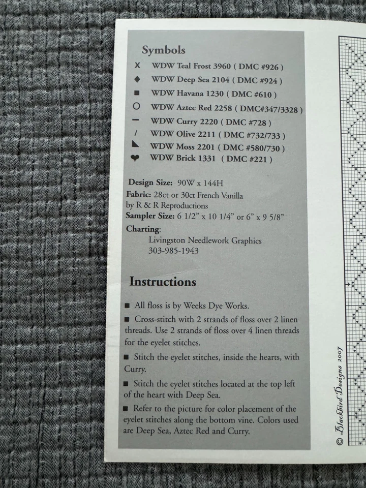 Blackbird Designs OOP Bluebird's Message Cross Stitch Pattern Loose Feathers #23 - Image 3 of 3