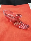 VTG Fenton Pink Drapery Cat Head Slipper  Art Glass, 6"