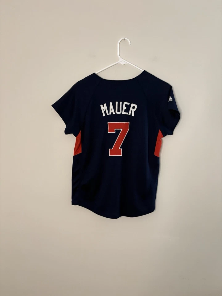 Majestic Youth Boys Minnesota Twins Jersey Size 8 Joe Mauer EUC Baseball N5 - Image 4 of 4