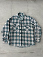 VTG Sears Perma-Prest Mens L Tall Teal Blue Plaid Quilted USA Flannel Jacket