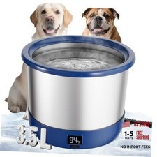Heated Water Bowl for Dog, Stainless Steel Heated Dog Bowl 3.5L Blue
