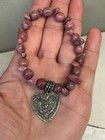 Vintage Sterling Silver Pink Rhodonite Heart Charm Bracelet, Carolyn Pollack 925 — photo 3