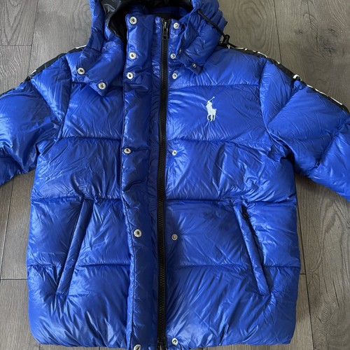 POLO RALPH LAUREN BIG PONY Womens SPELL-OUT LOGO DOWN PUFFER HOODIE JACKET SMALL - Picture 10 of 22