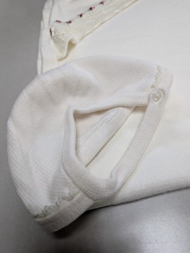 Vintage 2002 Gymboree Baby Decke Haube Creme Strick Viktorianischer Charme Layette Set - Bild 6 von 11