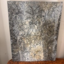 Handmade Primitive Punched Tin Pineapple wall art 16''x12 1/2''