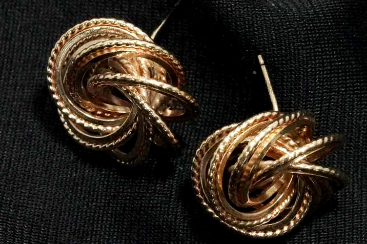 Vintage Solid 14K Gold Earring Multiple Spiral Lo… - image 3