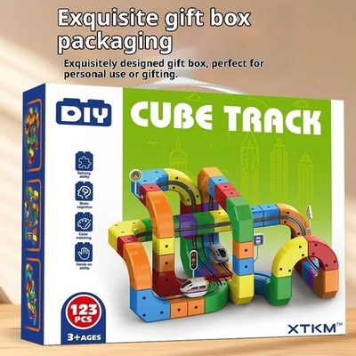 Elektrische Magnetschiene Set Vorbau Spielzeug Anti Schwerkraft Auto 100+ Teile DIY Eisenbahn Kinder
