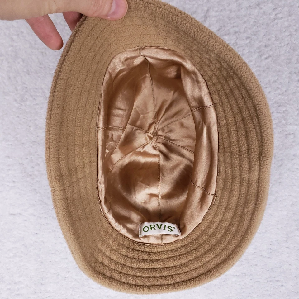 Sombrero de cubo de lana Orvis para mujer 6 3/4 bronceado ropa acogedora aire libre senderismo Gorpcore Foto 3 de 4