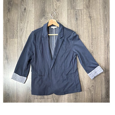 Skies are Blue Navy Notch Lapel 3/4 Sleeve Blazer Jacket Women  s Size M
