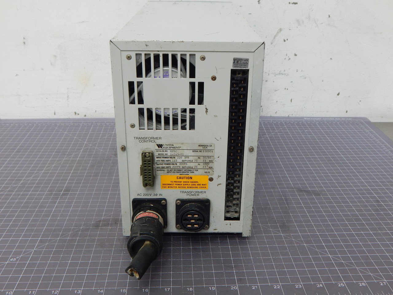 UNITEK MIYACHI 1-243-01 HF INVERTER WELDING POWER CONTROL 300 PK 1000 HZ 23 KA M