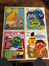 Vintage 70s Sesame Street Wooden Puzzles Lot of 6 Playskool Free shipping