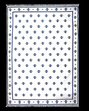 Handwoven Cottom Kilim Dhurrie Rug Color White and Blue Design Handmade Carpet R