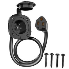 15 Amp AC Port Plug, 125V Power Inlet 15 Amp inlet with 18" Extension Cord