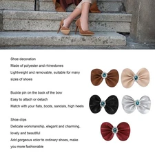 Bow Shoe Clips Rhinestones Elegant Fashionable Bow Knot Shoe Buckle Removable