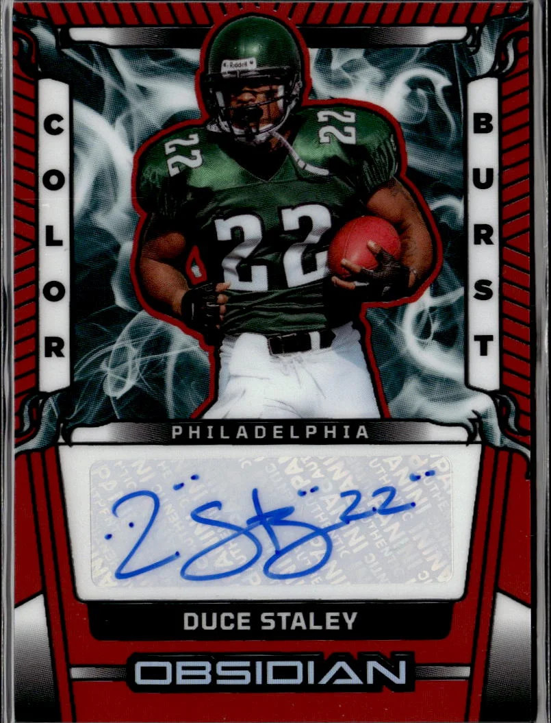 Duce Staley 2026 Panini Obsidian Auto Autograph Red 17/99 Philadelphia Eagles