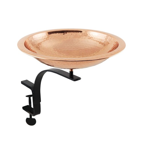 Achla Designs Hammered Rail Mount Bracket Birdbath Polished Copper Plated - Picture 1 of 3