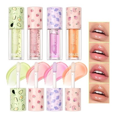 Fruit-Flavored Plumping Lip Oil Set 4 Packs 1 Count (Pack of 4), Multicolor 