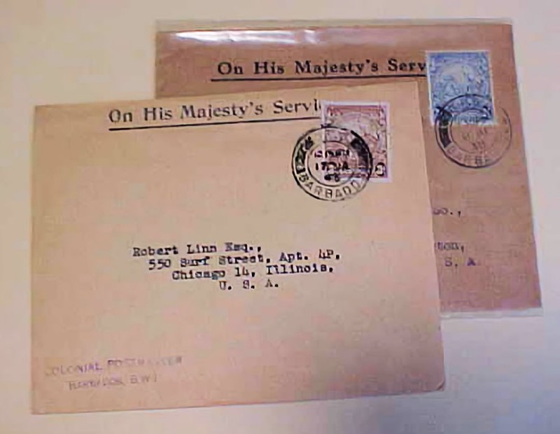 BARBADOS OHMS 1938,1943 TO USA