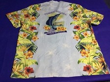 TOMMY BAHAMA 25 YEARS OF PARADISE SILK HAWAIIAN SHIRT MEN-XL pin hole repair