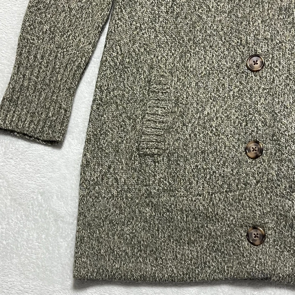 Lands’ End Women’s Cardigan Sweater SMALL Green Wool Blend Long Button Front - Image 2 of 4