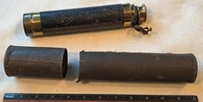 18 1/4" long Leather wrapped Brass Spyglass Telescope with Fabric Wrapped Tube