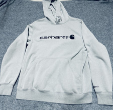 Carhartt Hoodie Men's Medium Gray Force Relaxed Fit Logo Pullover Sweatshirt
