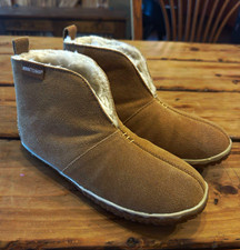Minnetonka 40111 Women  s Brown Leather Faux Fur Lined Bootie Slippers 8M