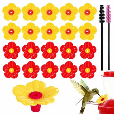 20 Pieces Hummingbird Feeder Replacement Flowers Plastic Hummingbird Feeders ...