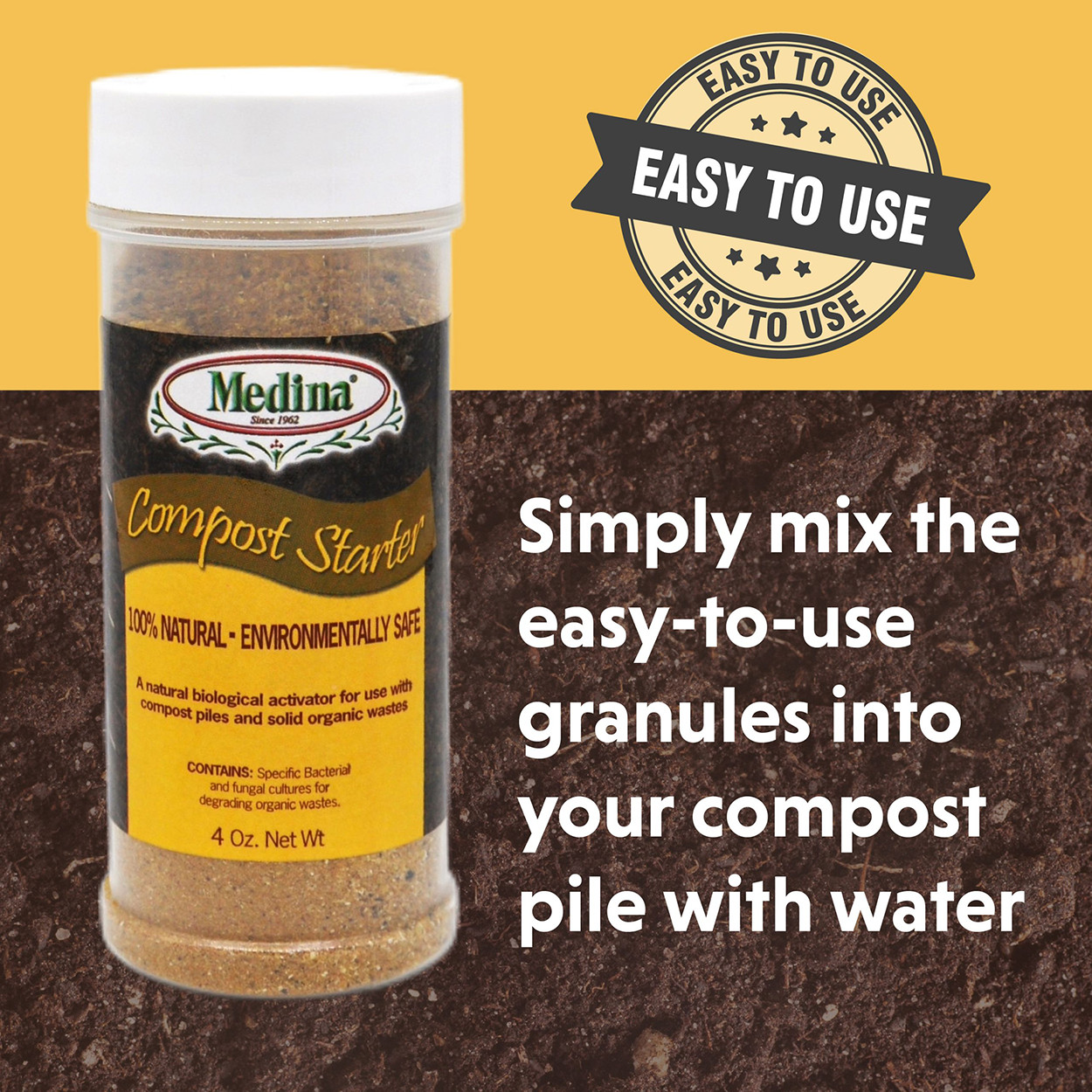 Compost Starter Natural Microbial Blend 4 oz Bottle by Medina