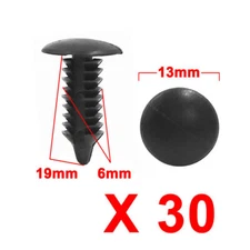 30pcs Black Vehicle Car Plastic Rivets Trim Fastener Door Clips for 6mm Hole