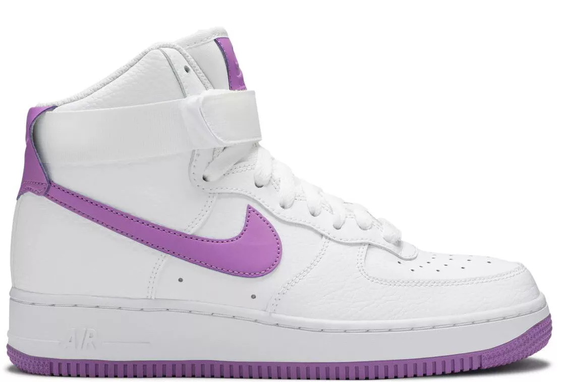 NIKE Women s Air Force 1 High Sneakers White Dark Orchid Size 8