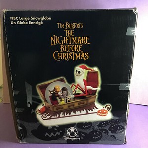 Disney Store Nightmare Before Christmas Nbc Large Snowglobe Santa Jack Coffin Ebay