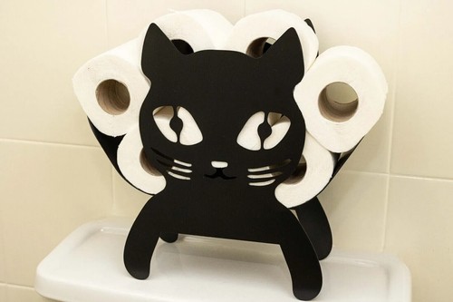 Toilet Roll Holder Bathroom Accessory Cat Free Standing Metal Animal Decor Home - Picture 16 of 24