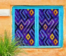 3D Blue Stripes A467 Window Film Print Sticker Cling Stained Glass UV Zoe