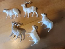 Lot 3 Vintage Celluloid Curly Horn Ram Sheep and 2 deer