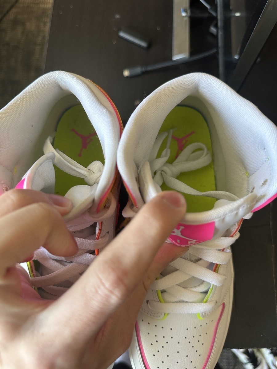 Size 5Y Air Jordan Mid GS Edge Glow Pink Orange Yellow