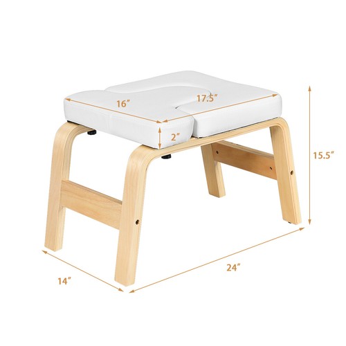 Yoga Headstand Bench Wood Stand w/ PVC Pads Home Family Gym Relieve Fatigue - 第 2/4 張圖片