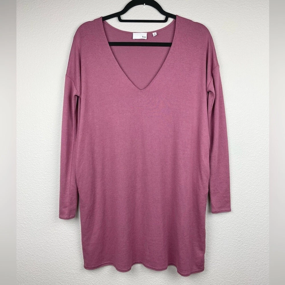 ARITZIA Wilfred Free Women s XS Gail Dress Long Sleeve V Neck Red Cotta Mauve Pi
