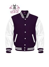 Men's Varsity Baseball Bomber Wool & White Leather Sleeves Letter A Retro Jacket