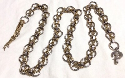 Vintage ZENTALL Belt Necklace Gold and Silver Tone Chain  display picture 1