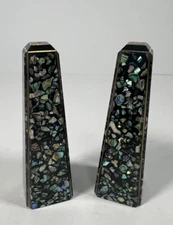 Vintage MCM Kitsch Koha Paua Shell Salt & Pepper Set