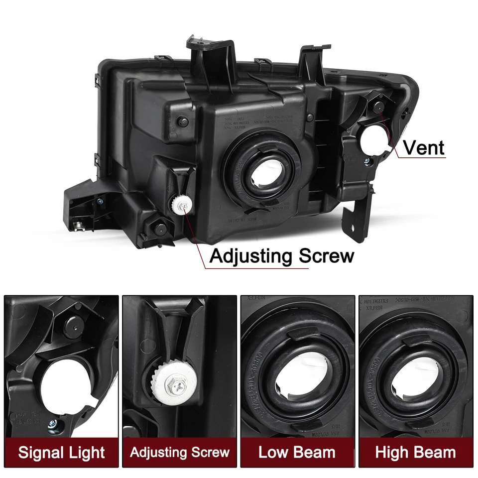 Par de montaje de faros ámbar negro para Honda Ridgeline 2006-2014 06-14 Foto 3 de 4