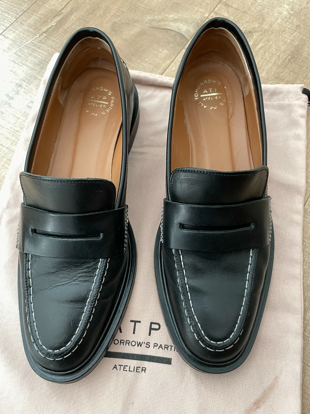 ATP Atelier Monti Black Leather Loafers 