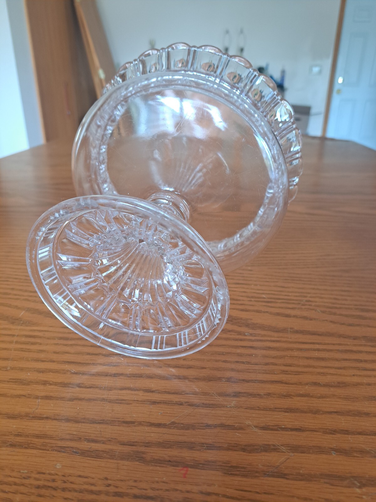 Pattern  Clear Glass Heavy Pressed Glass Pedestal Compote Centerpiece Fruit Bowl