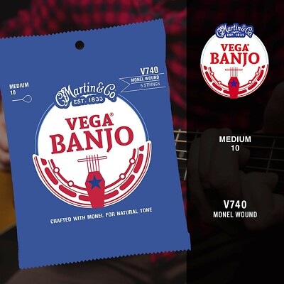 5 Saiten Loop End Banjo Saiten, Martin Vega V740 Monel umsponnen, 10-12-16-23-10