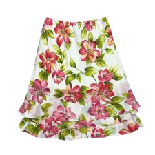 Vintage Y2K Sag Harbor Floral Skirt Midi Tropical Tiered Size Small